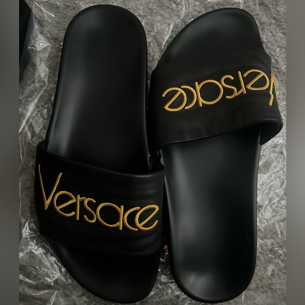 Versace Black and Gold Slides